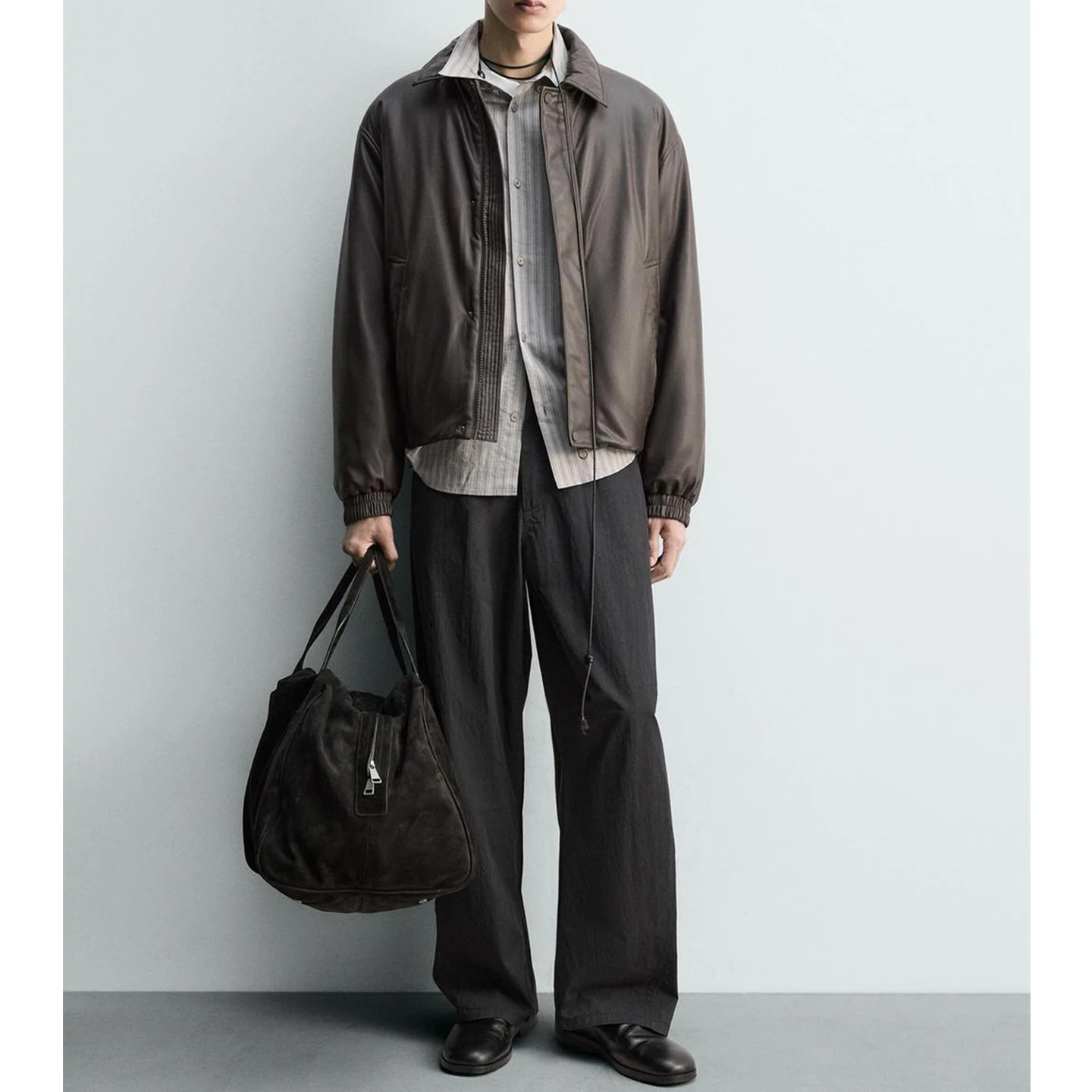 

New Autumn Winter Men's Casual Long Sve PU Leather Jaet Loose Fit Zipper Decorated Coat Warm ort Sle Straight Hem