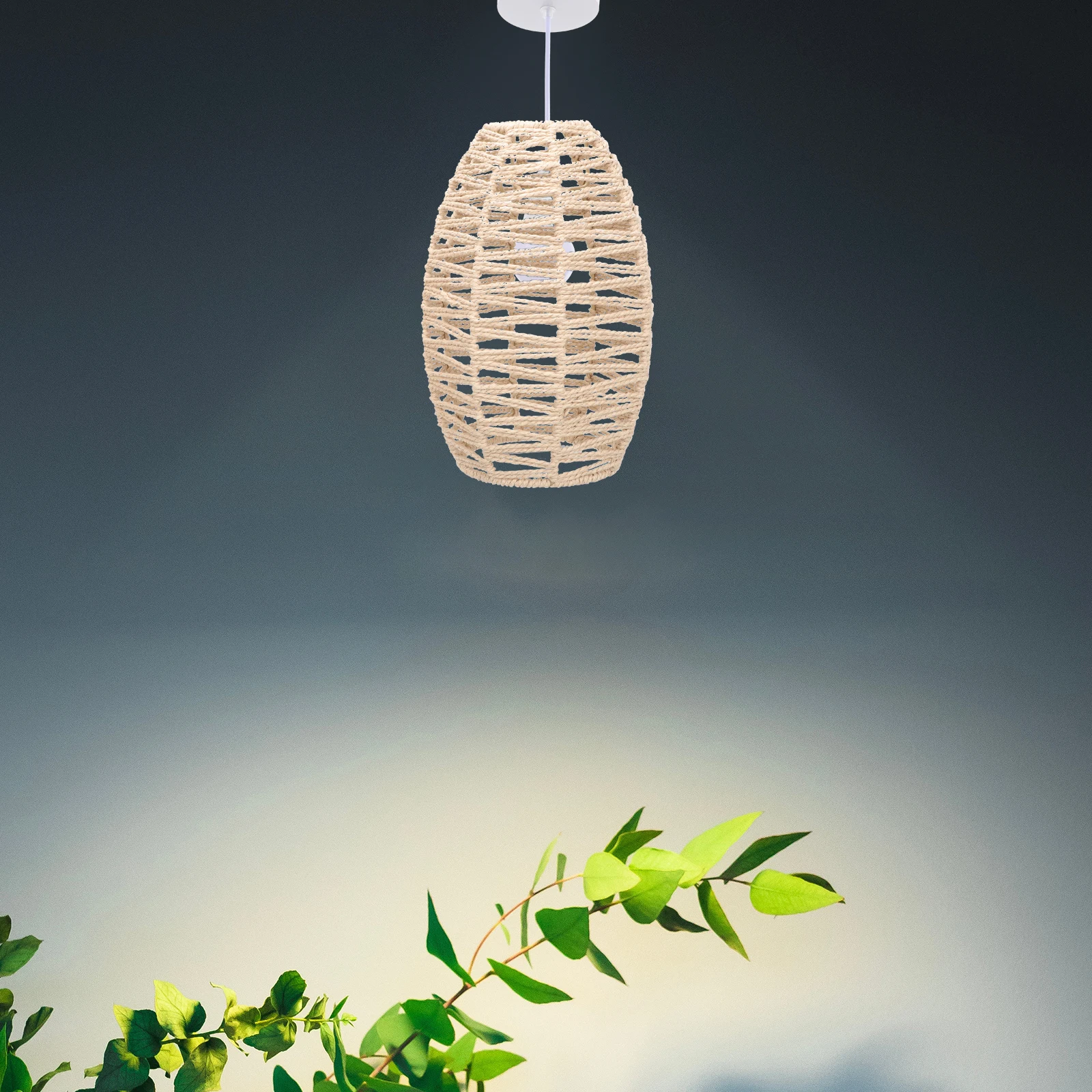 

Woven Lampshade Paper Rope Cover Living Room Decor Pendant Shade Hotel Store Restaurant DIY Lighting