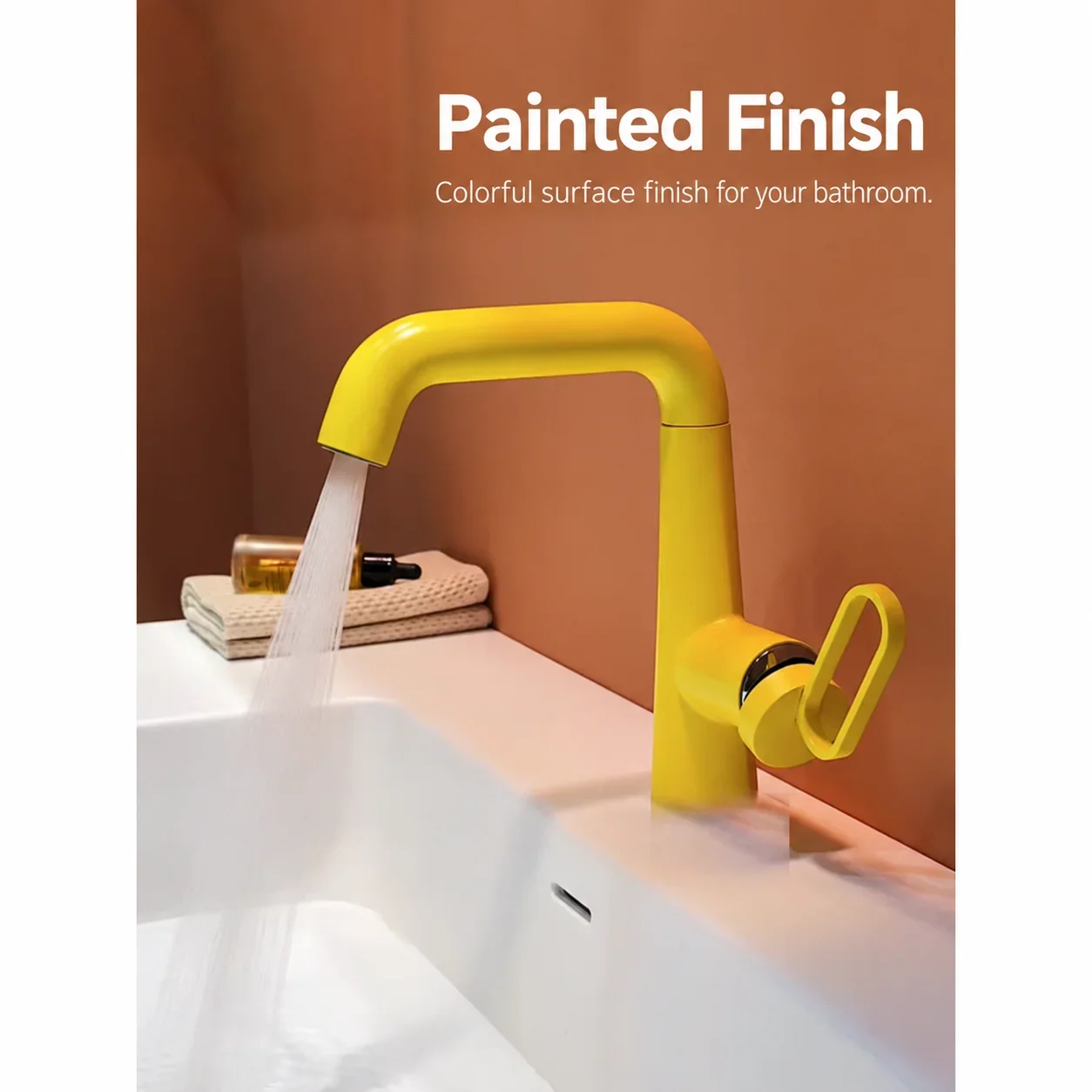 Brass Bathroom Basin Faucet 360° Swivel Hot Cold Mixer Tap Single Handle Vanity Sink Faucet Lemon Yellow