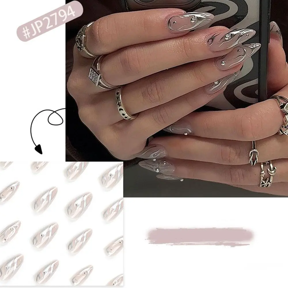 Manicure Unghie finte lunghe alla mandorla Leopard French Fake Nials Star Stampa staccabile sulle unghie da donna