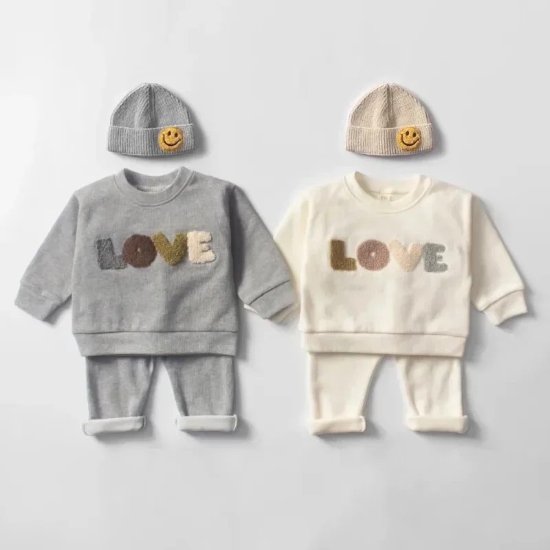 New Spring Autumn Babies Clothes Outfits Born Baby Boy Outfits Little Girls Boys Pullovers Tops+Pants 2PCS Baby Stuff DGUKYM