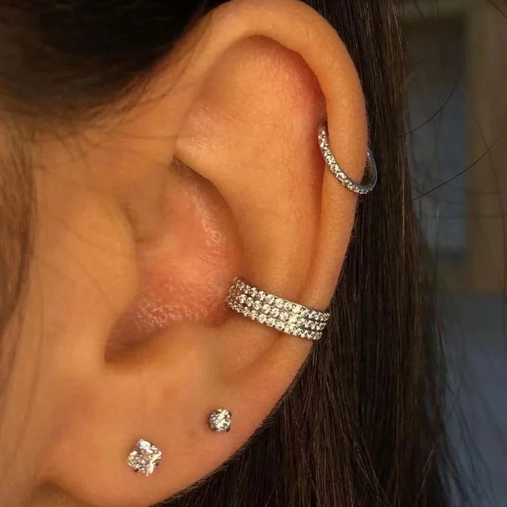 F136 Titanium Piercing Double Layered Triple Stack Hinged 16g Zircon Nose Ring Helix Cartilage CZ Small Cartilage Septum Clicker