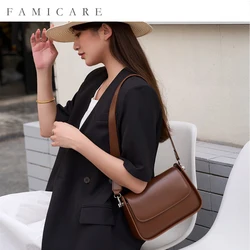 Women's Bag Female Elegant Saddle Shoulder Bag 2025 New Fashion Textured Niche Design Cowhide Split Leather Crossbody Messenger