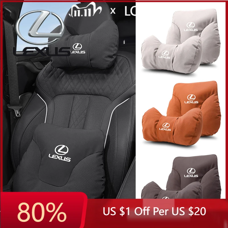 

2026 Hot Interior Stickers Suede Car Headrest Waist Pillow Car Accessories For Lexus RX330 IS250 Ct200h ES300h RX350 LS460 GX470