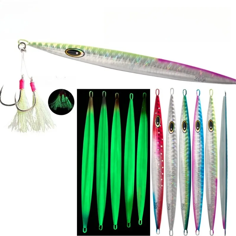

New Fast Sinking Jigging Fishing Lure 250g350g500g600g700g Laser Paper Coating Luminous Jig Lure Sea Fishing Trolling Jigging