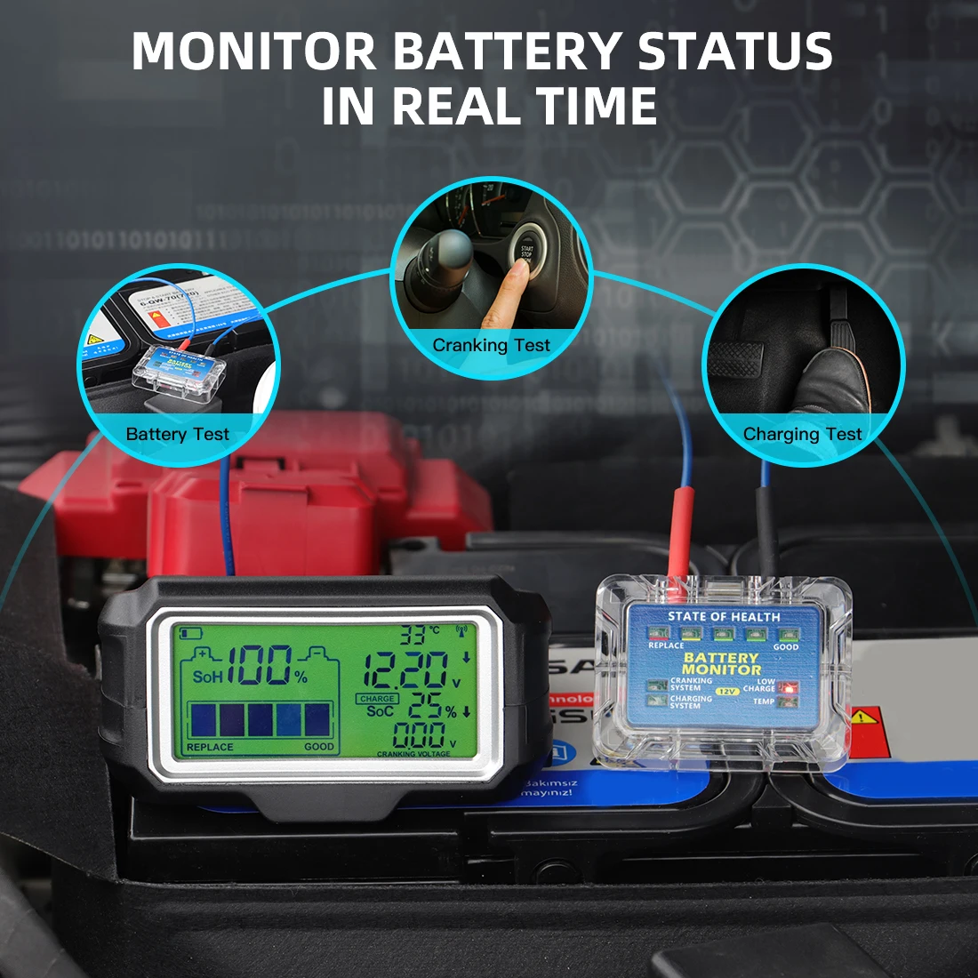 NEW BM5-D Battery Health Tester Monitor Head Up Display Professional Analyzer Charging Tester Tool