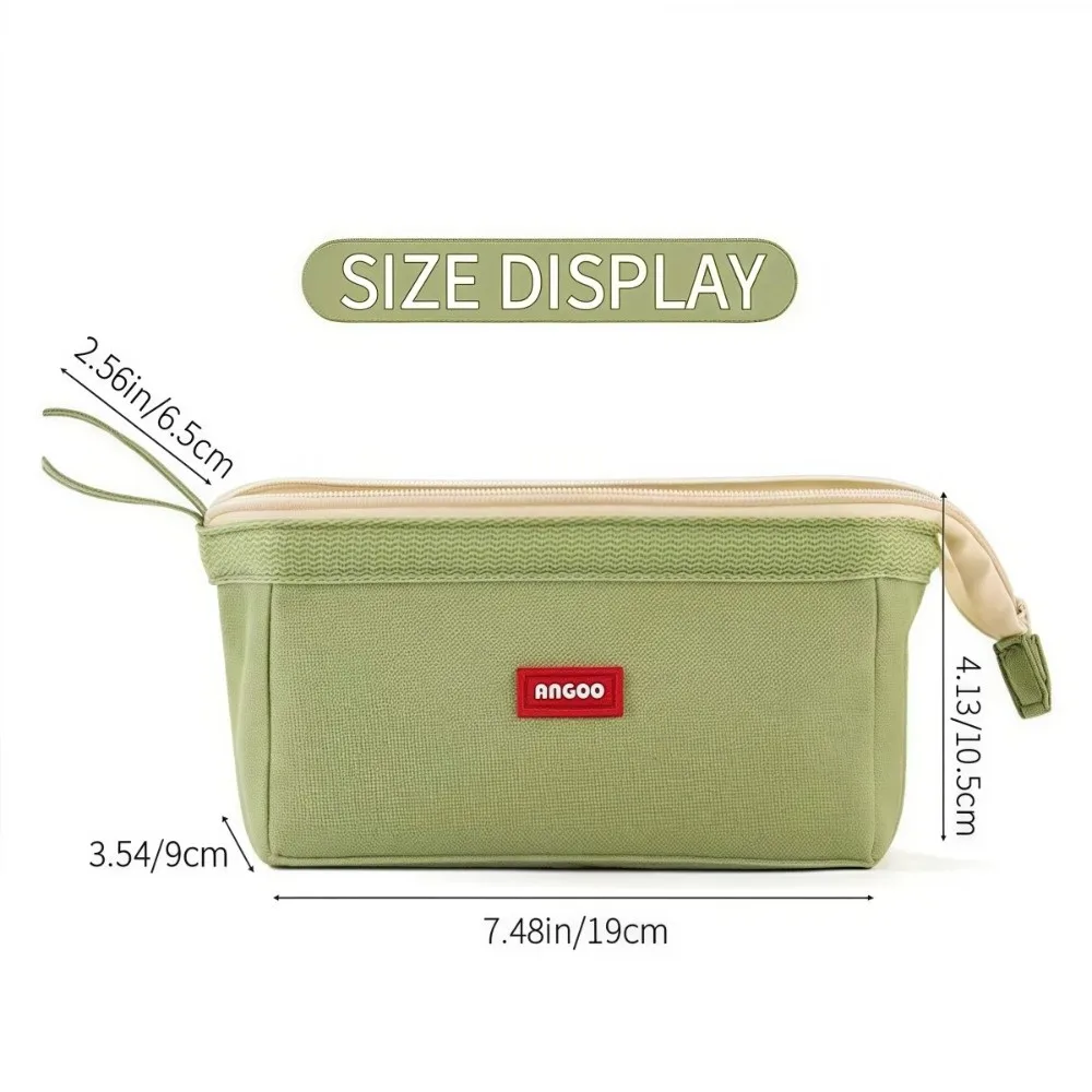 New Solid Color Pen Bag Multilayer Large Capacity Pencil Case Zipper Design Portable Stationery Organizer Students