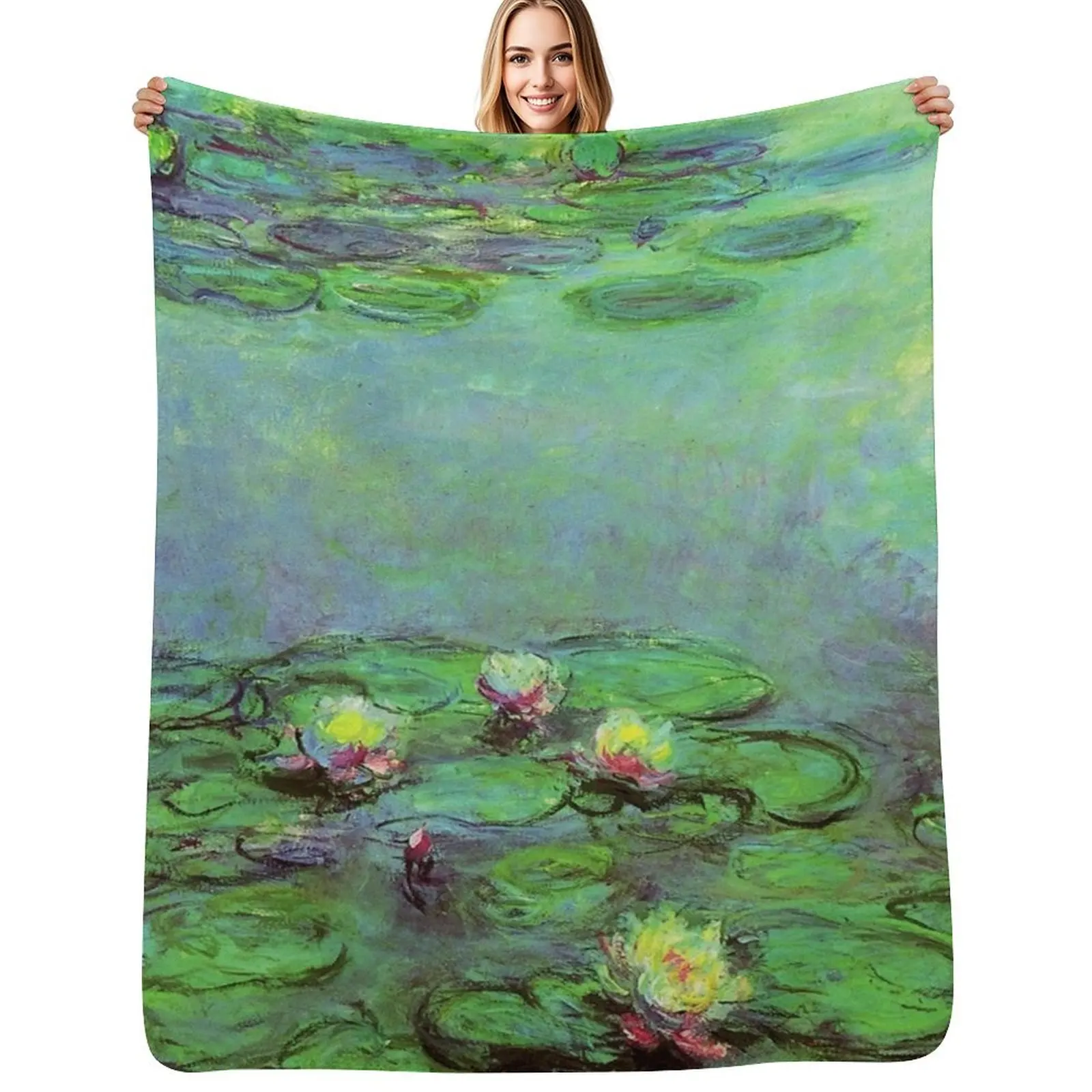 Water Lilies Monet (1914-1917) Throw Blanket Soft Plush Plaid Retros Decorative Sofas Luxury Brand Weighted Large Blankets