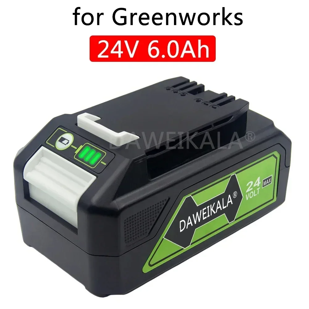 100% for Greenworks 24V 6.0Ah Lithium-ion Replacement Battery G24B2 for ALL devices of 24V tools 29842 29852 BAG708 29322 21342