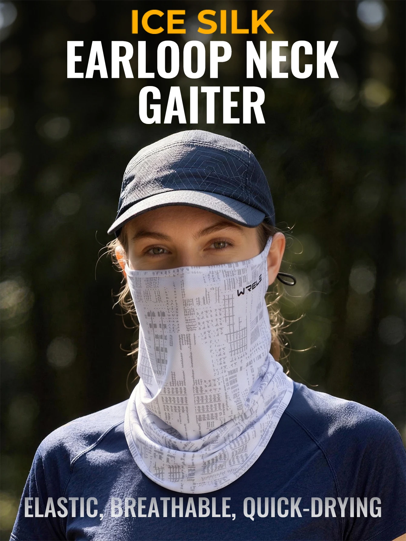WRELS Balaclava Nackenwärmer aus Eisseide, kühlend, UV-Schutz, Gesichtsmaske, Sommerschal, Bandana, mit Ohrschlaufen, atmungsaktiv, Sonnenschutz, Angeln – Detail 1