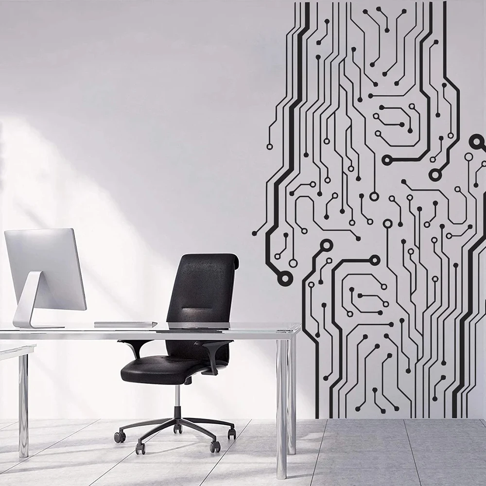 Circuit Board Wall Decal Software Science Technology Office Wall Sticker Computer IT Decor Gamer Room Decal Vinyl Decals A791