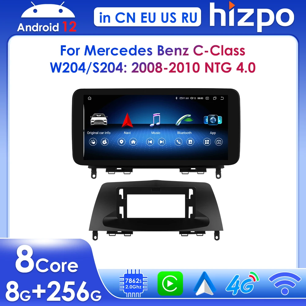 

Hizpo 10.33" Wireless Carplay Multimedia Player for Mercedes Benz C-Class W204/S204 2008-2010 NTG 4.0 Android QLED Screen 4G DSP