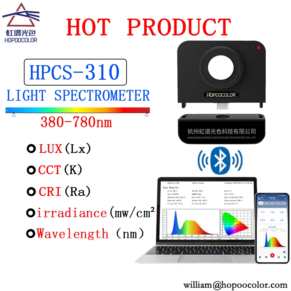 Lux meter spettrometro Bluetooth HPCS310 misuratore di luce lux CCT CRI tester