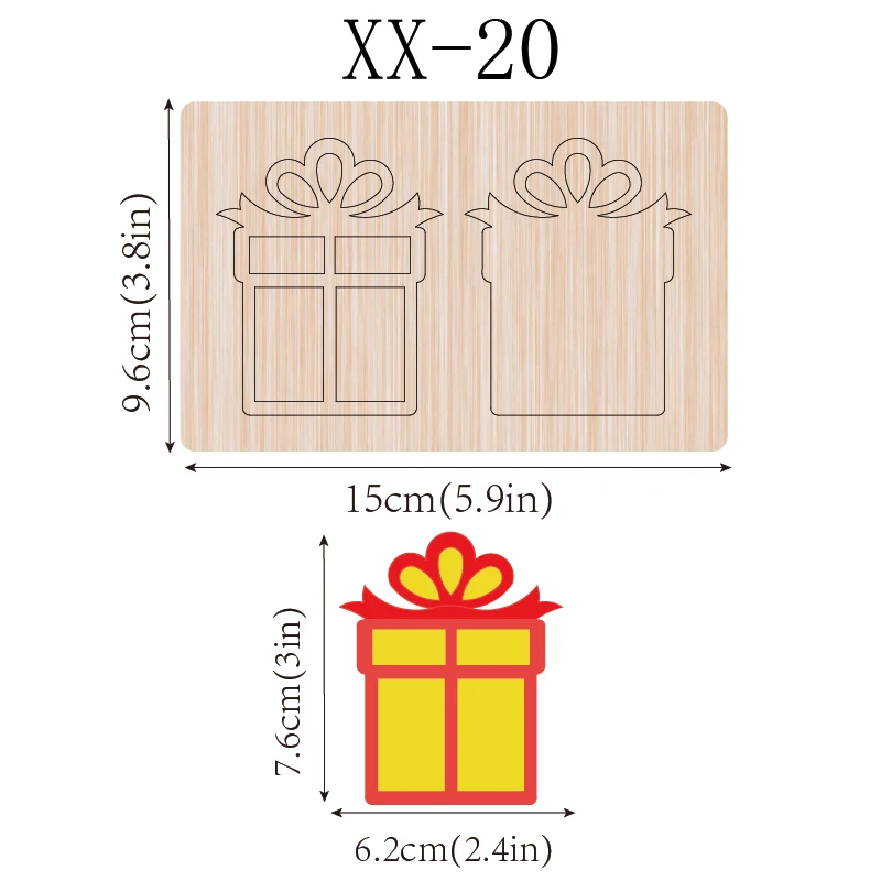 

1 piece 2.5-inch gift box shaker scrapbook wooden cutting mold for Christmas, suitable for most machines