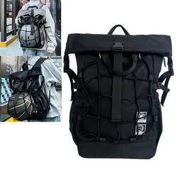 Multifunction Outdoor Sport Basketball Helmet Backpack Men Women Hip Hop Techwear Waterproof Roll-top Travel Bag