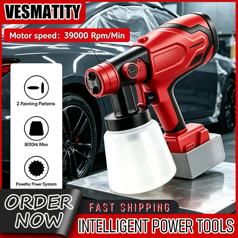 Auto Furniture HVLP Cordless Electric Spray Gun High Power Steel Coating Airbrush Paint Sprayer for 18V Milwaukee Battery