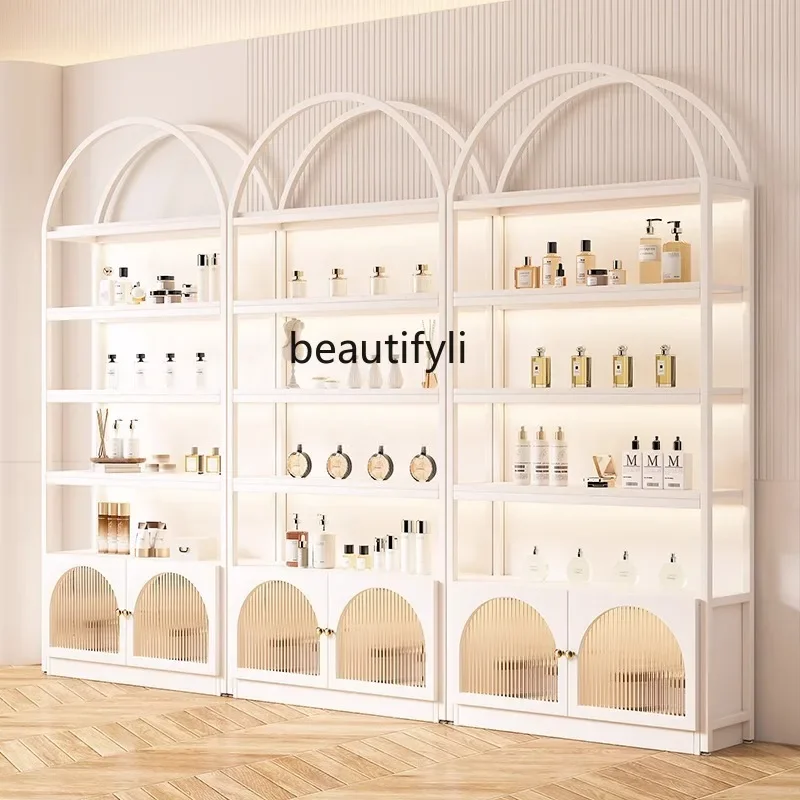 YY Cosmetics Display Cabinet Beauty Salon Nail Art Display Cabinet Sample Multi-layer Glass Shelf