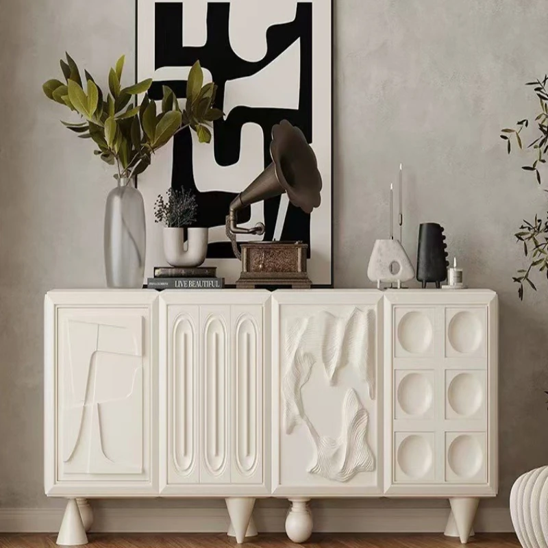 Modern light luxury entryway cabinet, solid wood carved art cabinet for entryway and entrance