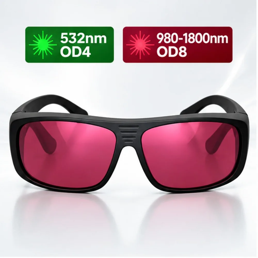 DMK Pink Laser Protective Glasses 532nm Green Light 980-1800nm Near-infrared Light Safety Goggles OD8 Protection Rating