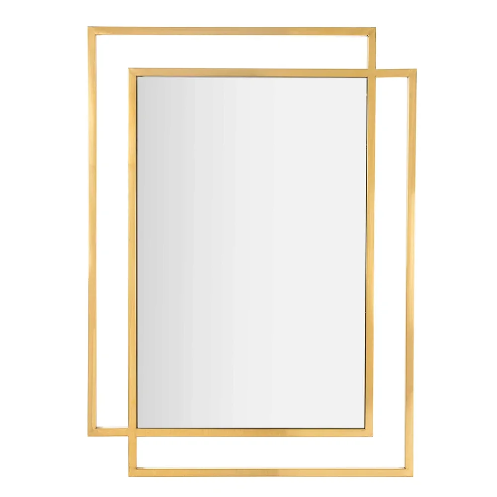 

-Modern Gold Metal Frame Wall Art Mirror Contemporary Design For Living Room