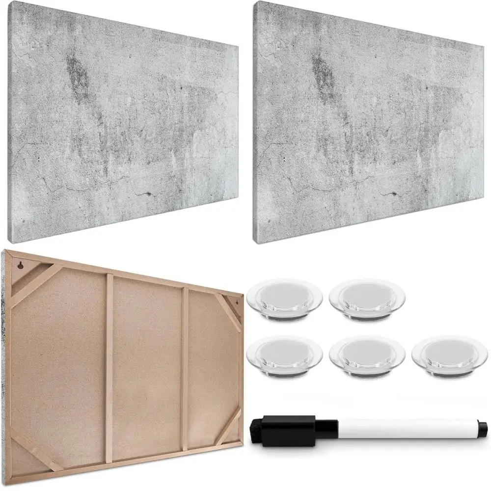 24x36 Decorative Magnetic Whiteboard with Concrete Design, 5 Magnets & Marker Included