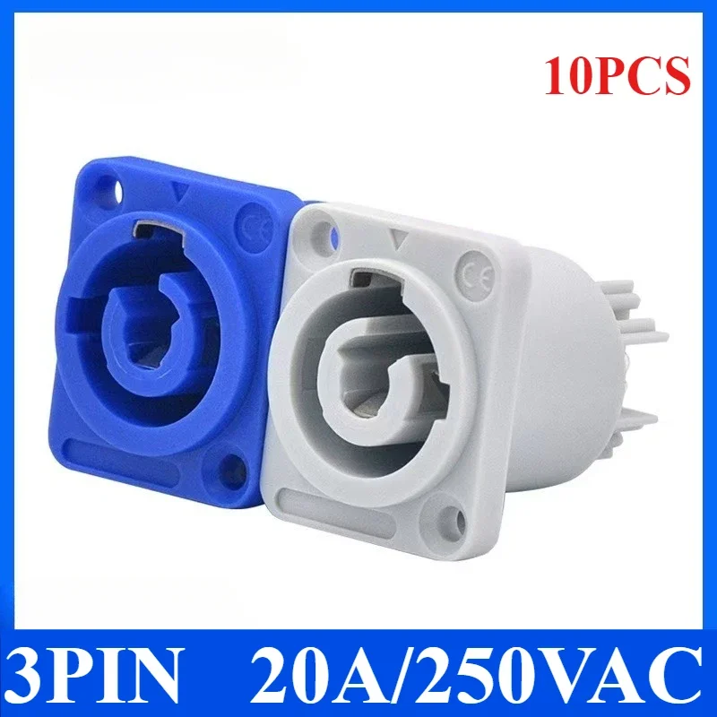 10PCS Powercon Connector 3 Pins 20A 250V Power Speaker Panel Socket Female For LED Screen Stage Lighting