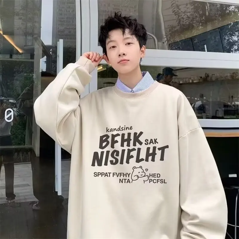 

Плотный свитшот большого размера с круглым вырезом и принтом, молодежный, модный, с длинными рукавами, для студентов, осенний