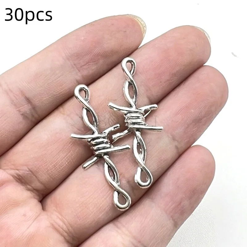 30pcs 40*17mm Gothic Punk Style Barbed Wire Small Thorns Accessories DIY Handmade Necklace Earrings Bracelet Accessories ﻿