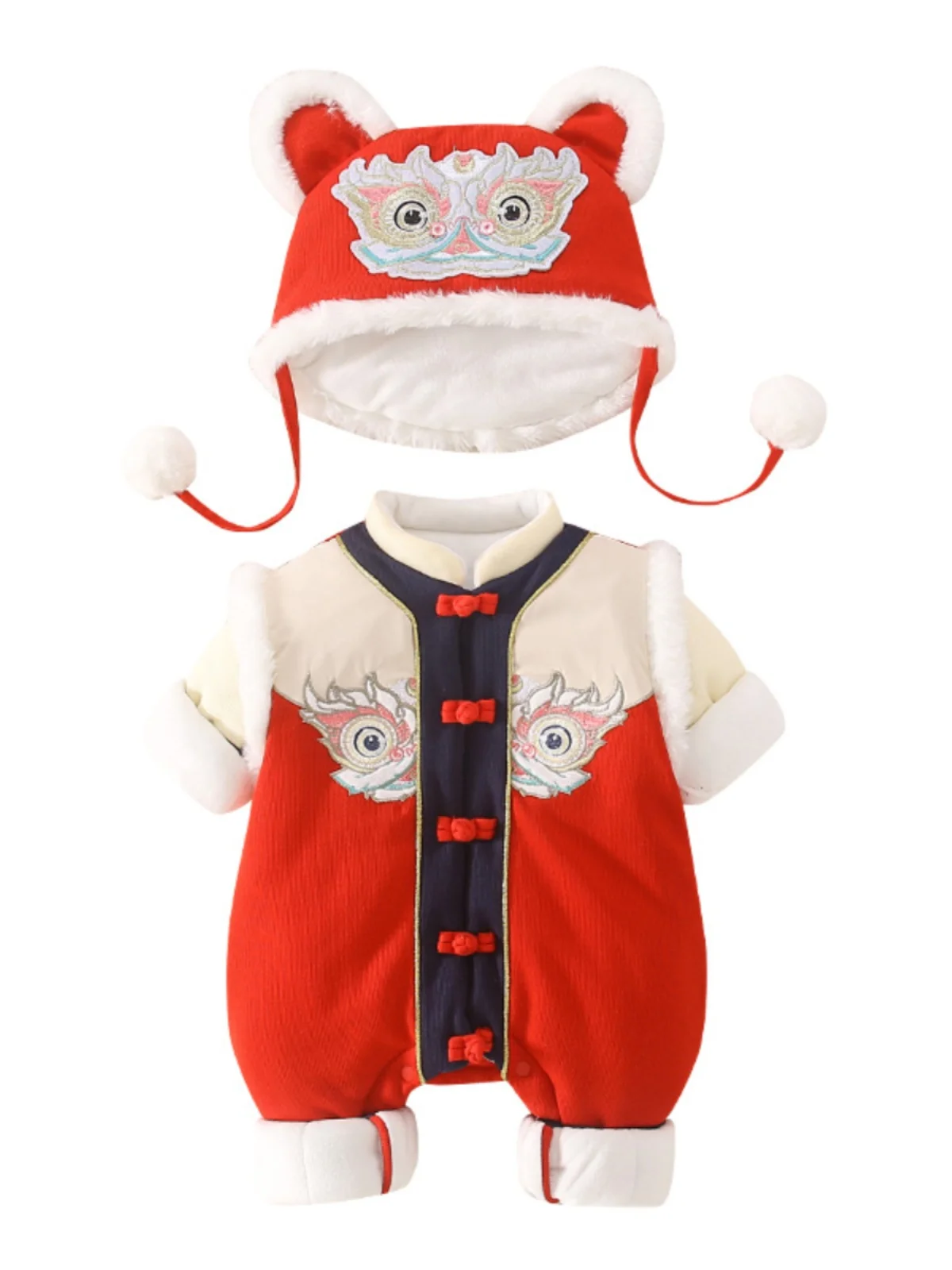 

Thiened Cartoon Padded Jumpsuit Outfit for Newborns Winter Wear External Wearable Climbing Clothes Year round Suit