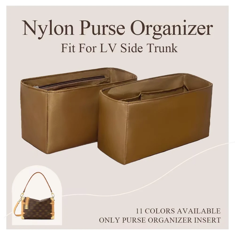 Nylon Purse Organizer Insert Fit for LV Side Trunk Handbag Small Inside Bag Slim Storage Bag Multiple Pockets Liner Bag Insert