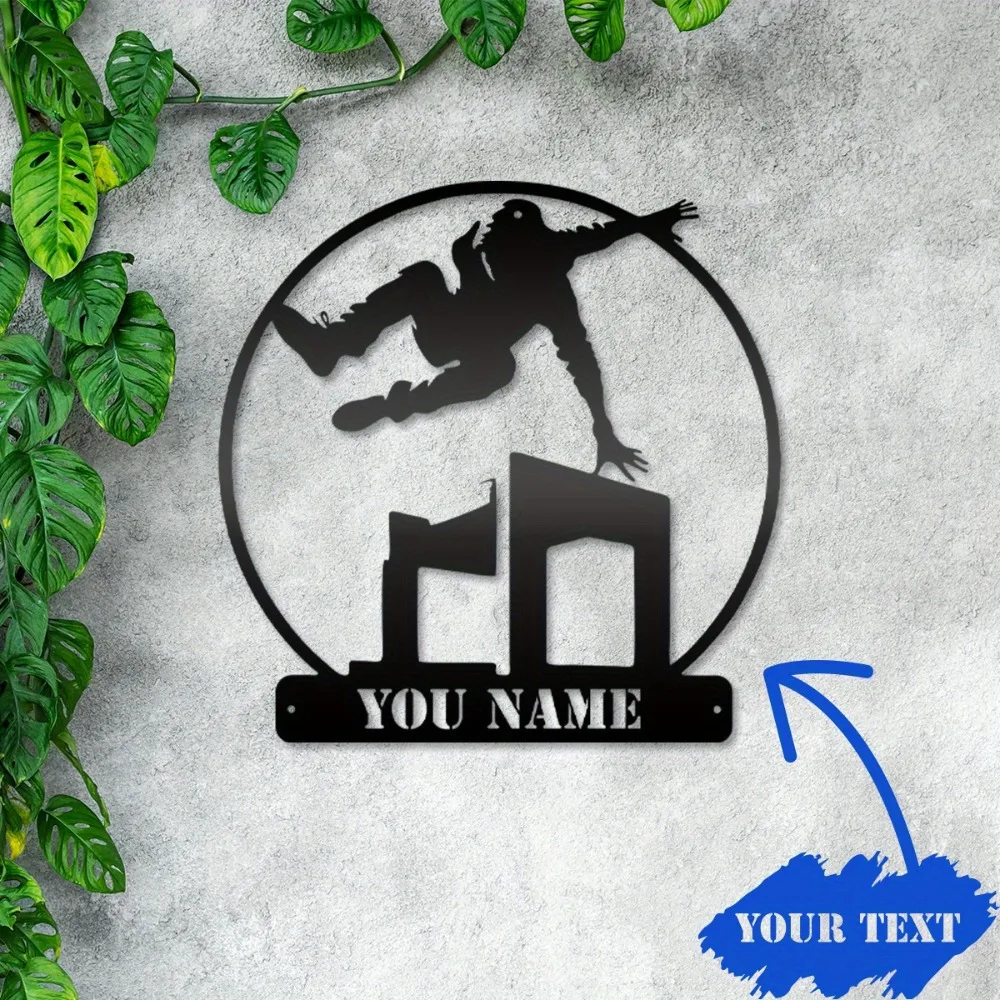 Single Custom Parkour Athlete Metal Wall Sign with Personalized Freerunner Name for Home Kids' Room Street Art Holidays