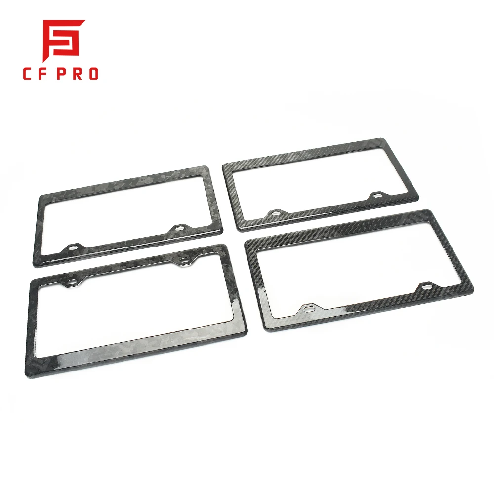 Custom logo Carbon Fiber Forging grain License Plate Frame Tag Cover Protection Rack Standard For US Vehicles