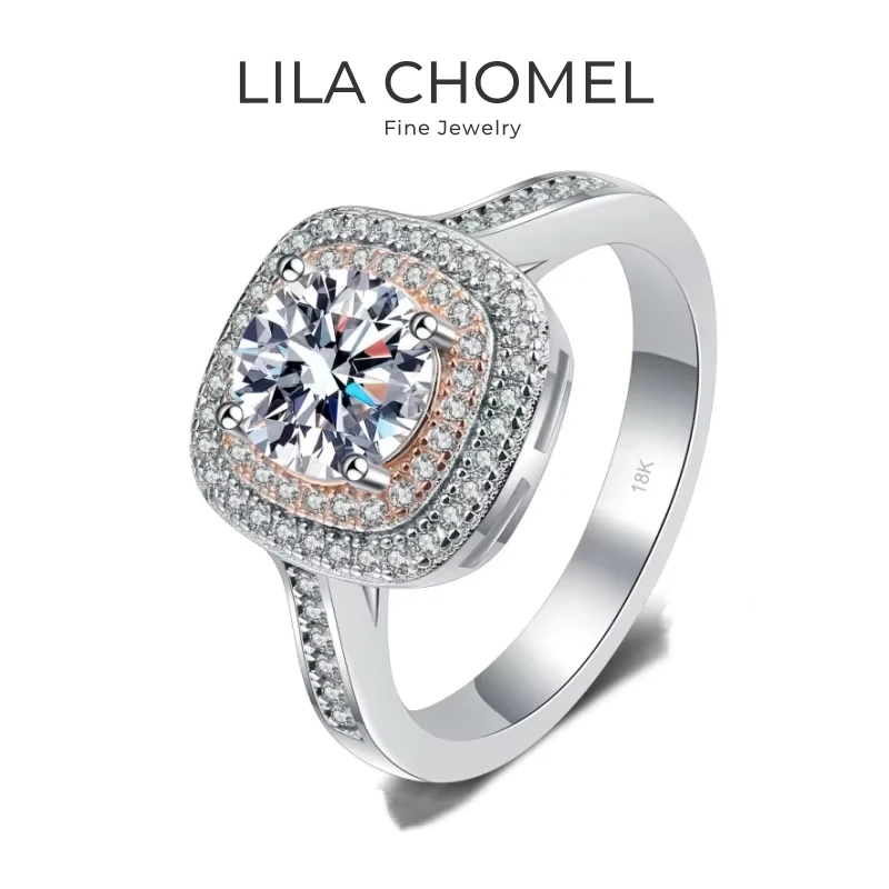 رومانسية فتاة هدية عيد ميلاد 18K الذهب الأبيض النساء الزفاف الفرقة 1CT VVS1 D اللون مويسانيتي الماس PT950 البلاتين عيد الحب