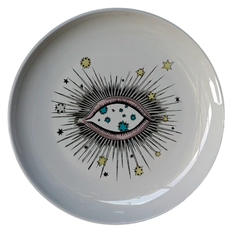 Starry Eyes Ceramic Decorative Plate Afternoon Tea Round Tray Plato Decorativos Para Pared Trinket Dish Fruit Salver Nordic