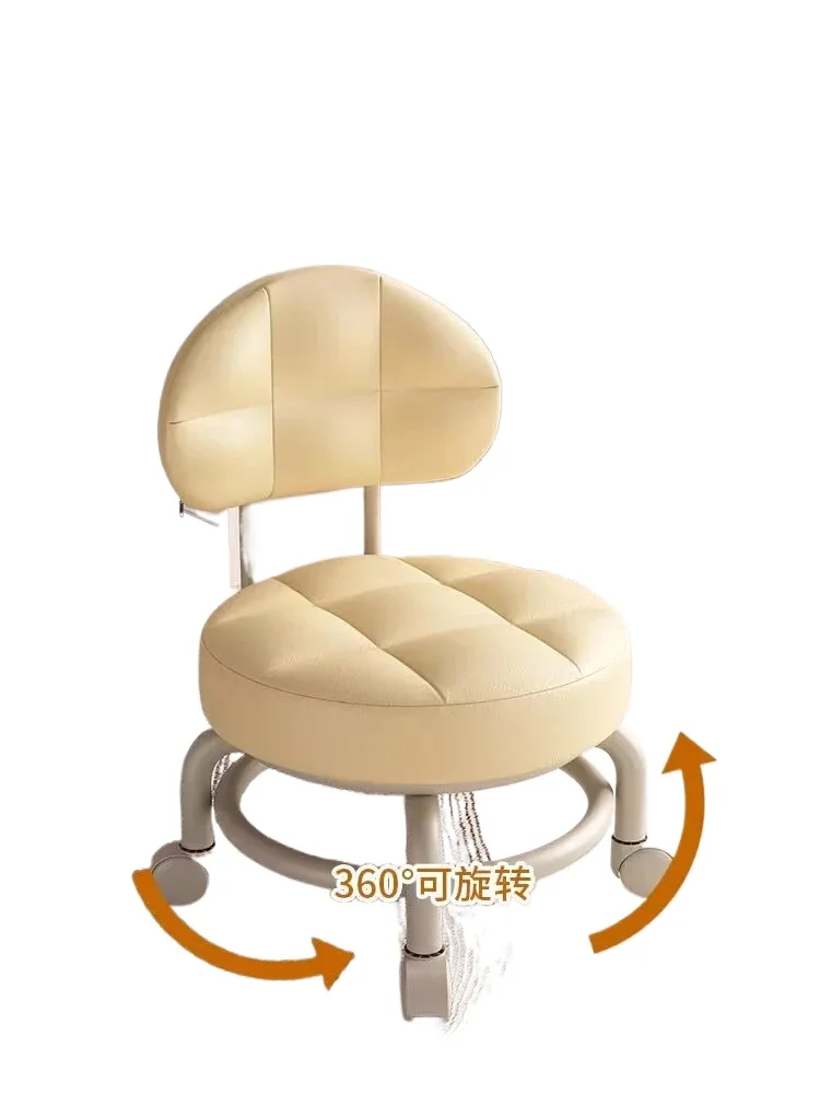 Backrest Pulley Changing Shoes Round Stool Pedicure Chair Work Low Stool Office Footstool Floor Cleaning Stools Salon Furniture