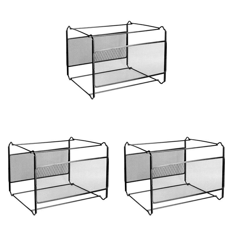 3X A4 Mesh Metal File Organizer Box Hanging File Folder Box Desk Storage Holder Shelf Holder Storage For Office Home