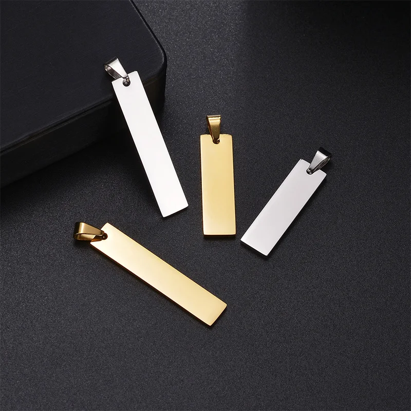 Fashion Custom Stainless Steel Engrave Name Rectangle Necklace For Men Square Pendant Date DIY Necklaces Lovers Jewelry Gift