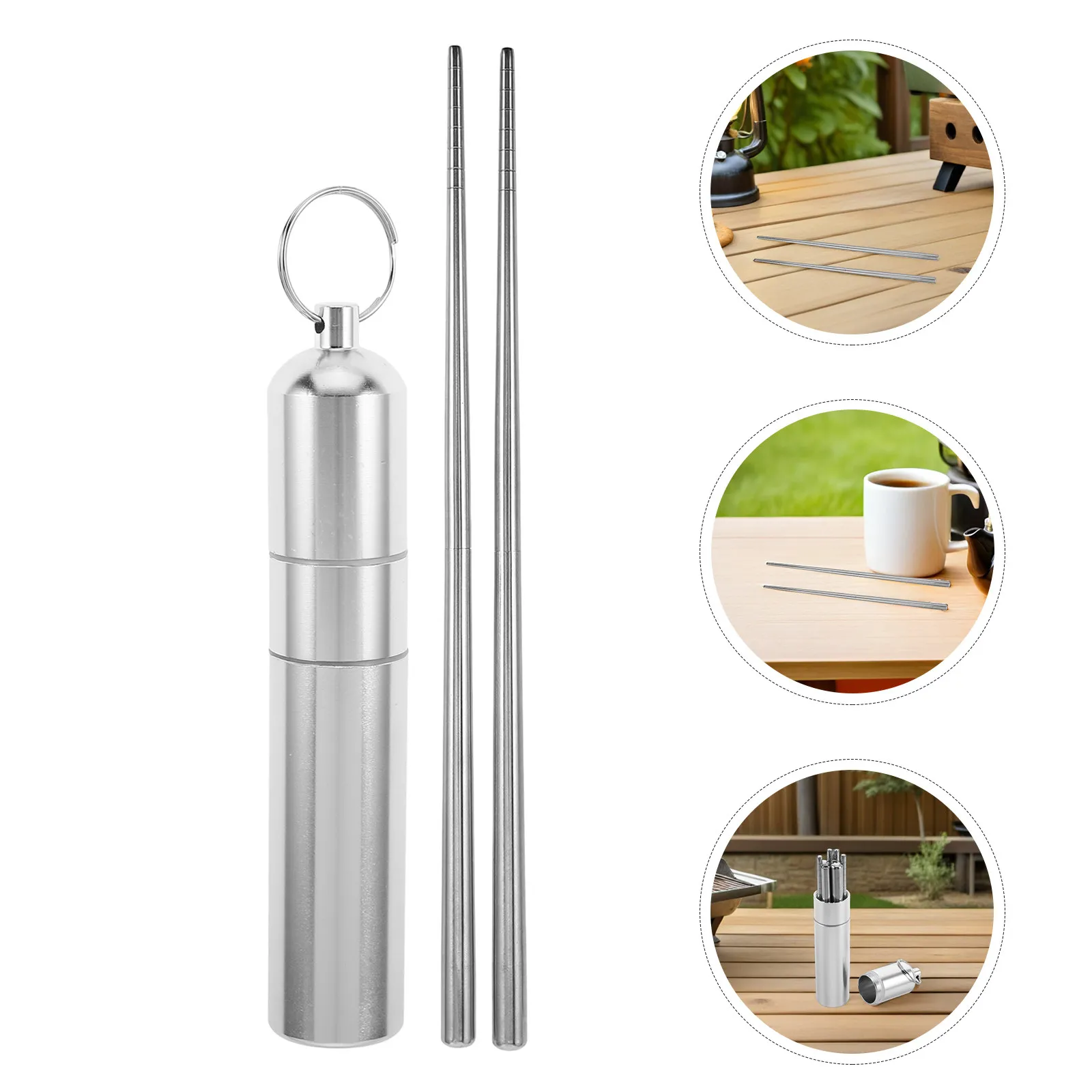 2Sets Foldable Chopsticks Stainless Steel Portable Reusable Travel Utensils Case Compact Folding Cutlery Hiking Camping Picnic