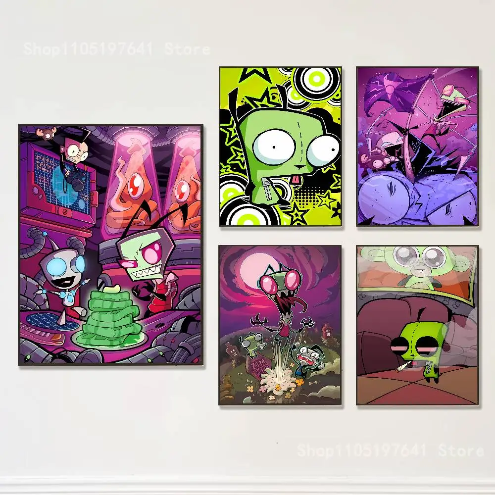 

I-Invader Zim Club Bar Paper Vintage Poster Wall Art Painting Bedroom Study Stickers