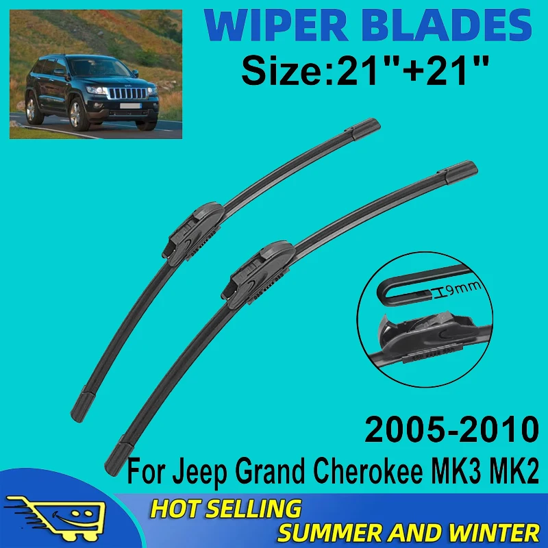 

2PCS Wiper Blades Set Kit For Jeep Grand Cherokee MK3 MK2 2005-2010 Front Windshield Brushes Windscreen Window Accessories