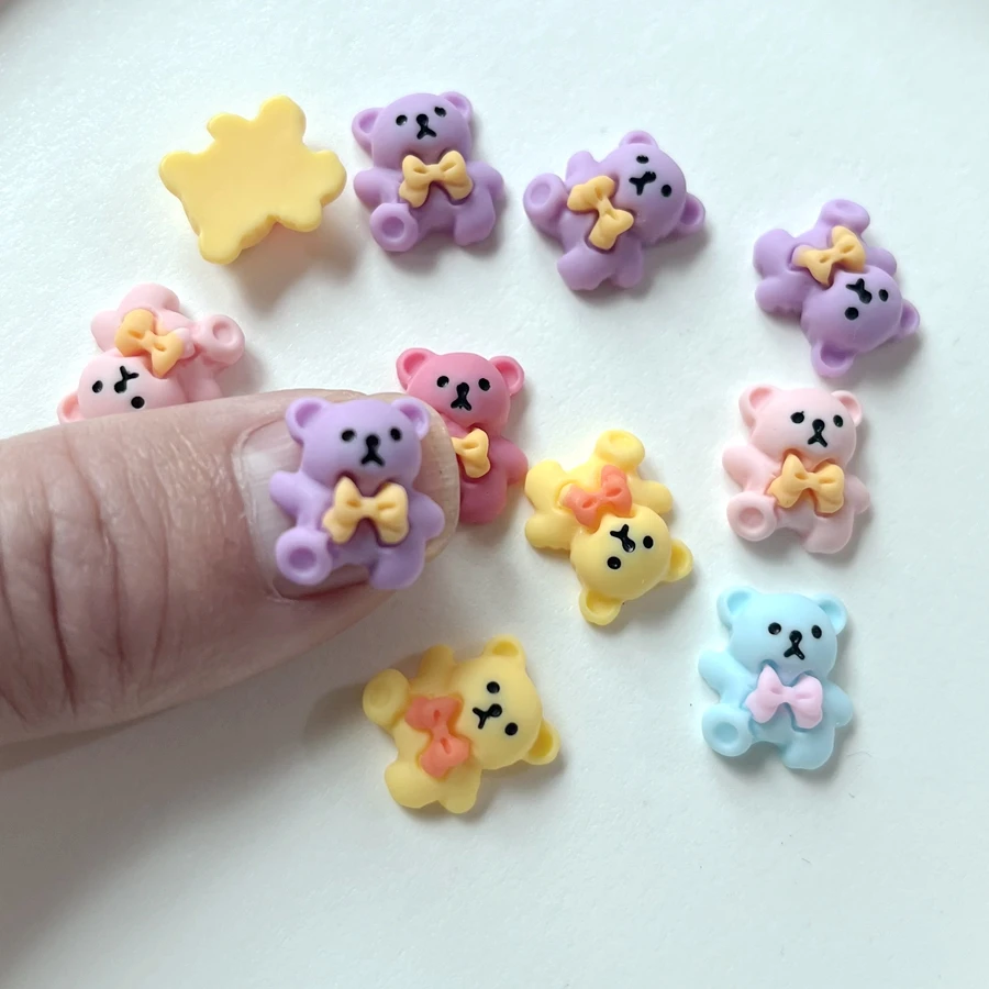 30Pcs New Cute Resin Mini Cartoon Little Bear Flat back Cabochon Scrapbook Kawaii DIY Embellishments Accessories