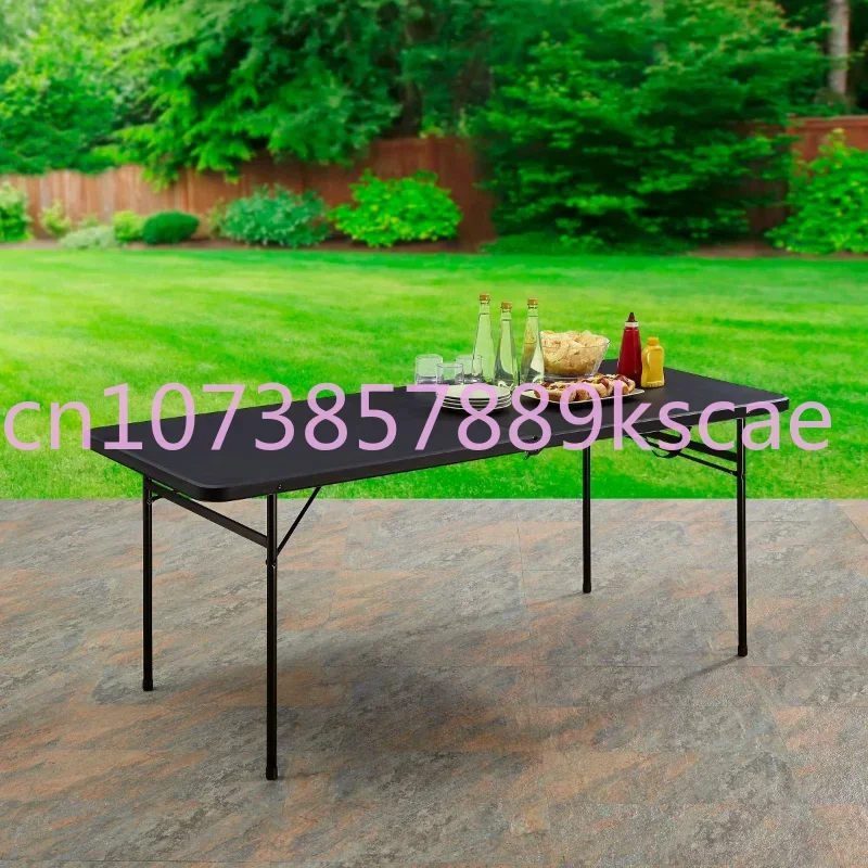 Mainstays Black Bi-Fold Plastic Folding Table outdoor