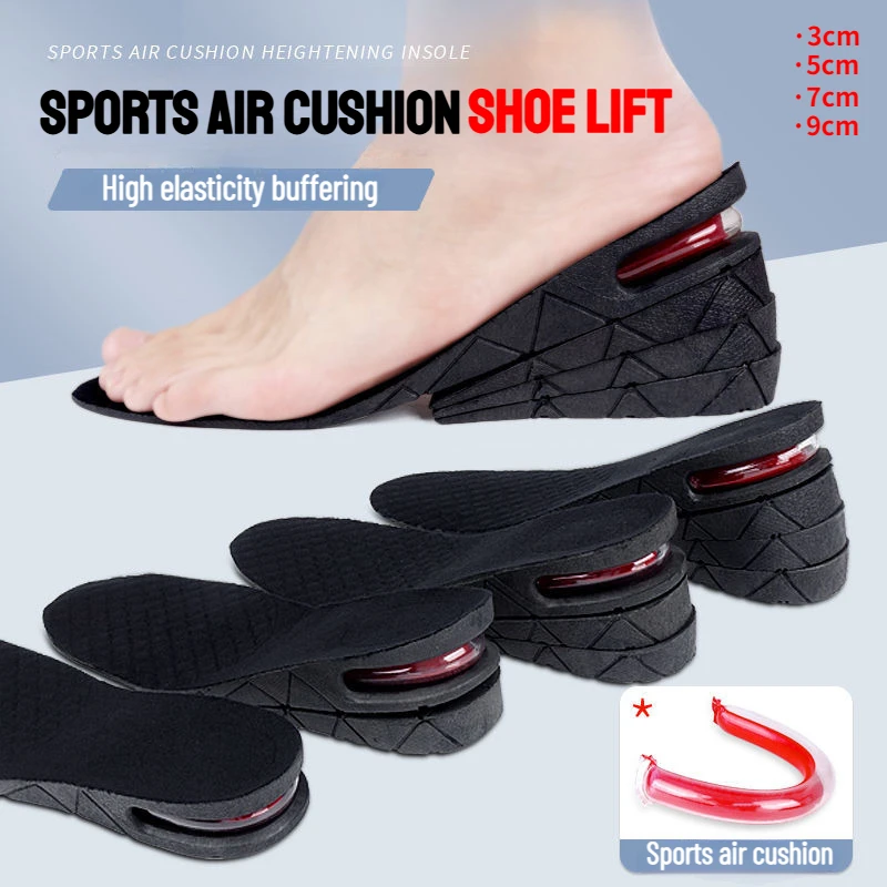 Height Increase Insoles Air Shoe Cushion Lift Insert Men Women 3-9cm Invisible Variable Insole Adjustable Cut Taller Support Pad