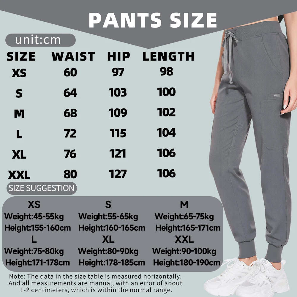 Plug Size Scrub Mannen Vrouwen Medische Scrubs Broek Jogger Broek Elastische Verpleegkundige Uniformen Broek Ziekenhuis Werkkleding