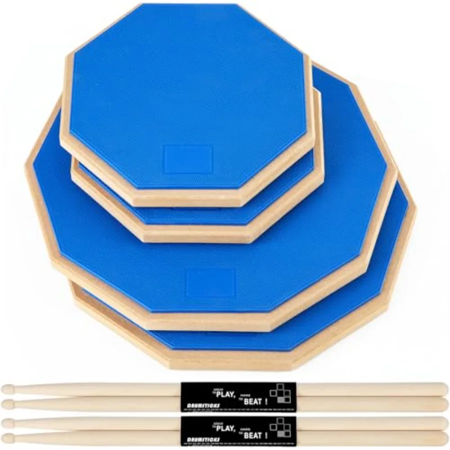 

Набор из 8 тренировочных пэдов для барабанов и 2 пар палочек 5A, 12-дюймовые и 8-дюймовые двусторонние бесшумные пэды для малого барабана