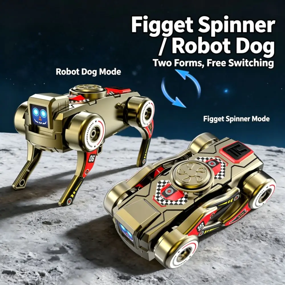 Manual Transformation Robot Dog Rotating Spinner Mechanical Style Fidget Spinner Two-Form Structure Transforming Robot