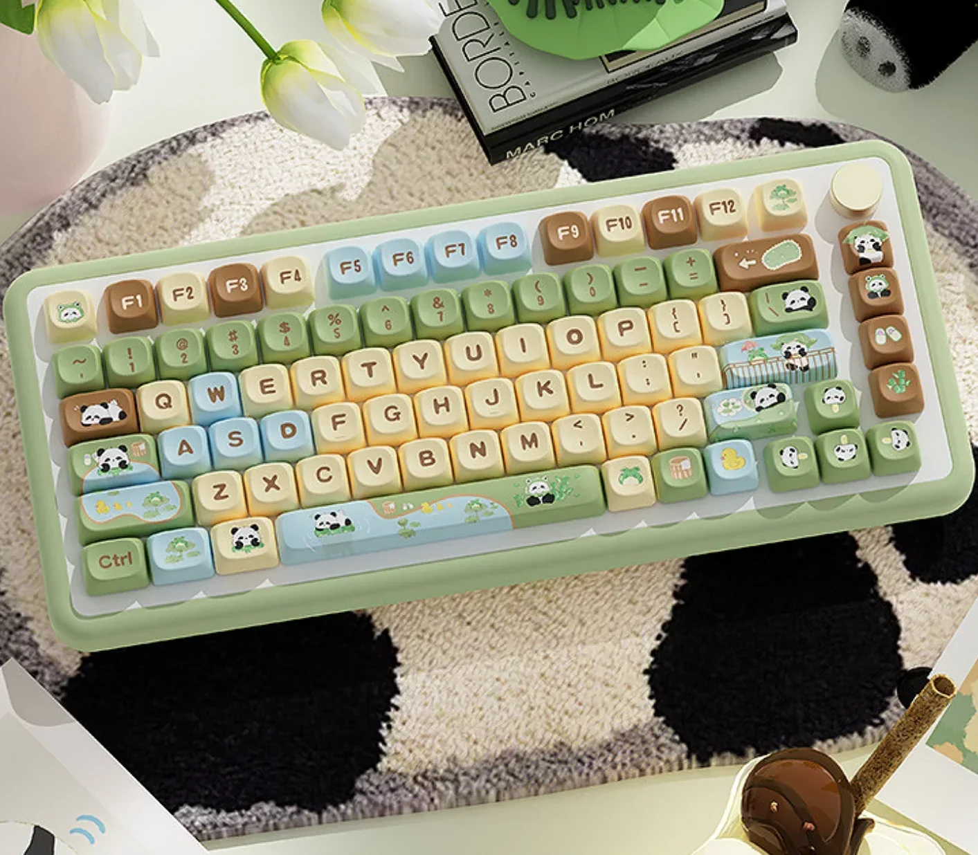 Panda Land MOA Keycaps PBT Thermosublimation Cute Large Set Suitable for 60/64/84/98/108 Gaming Mechanical Keyboards