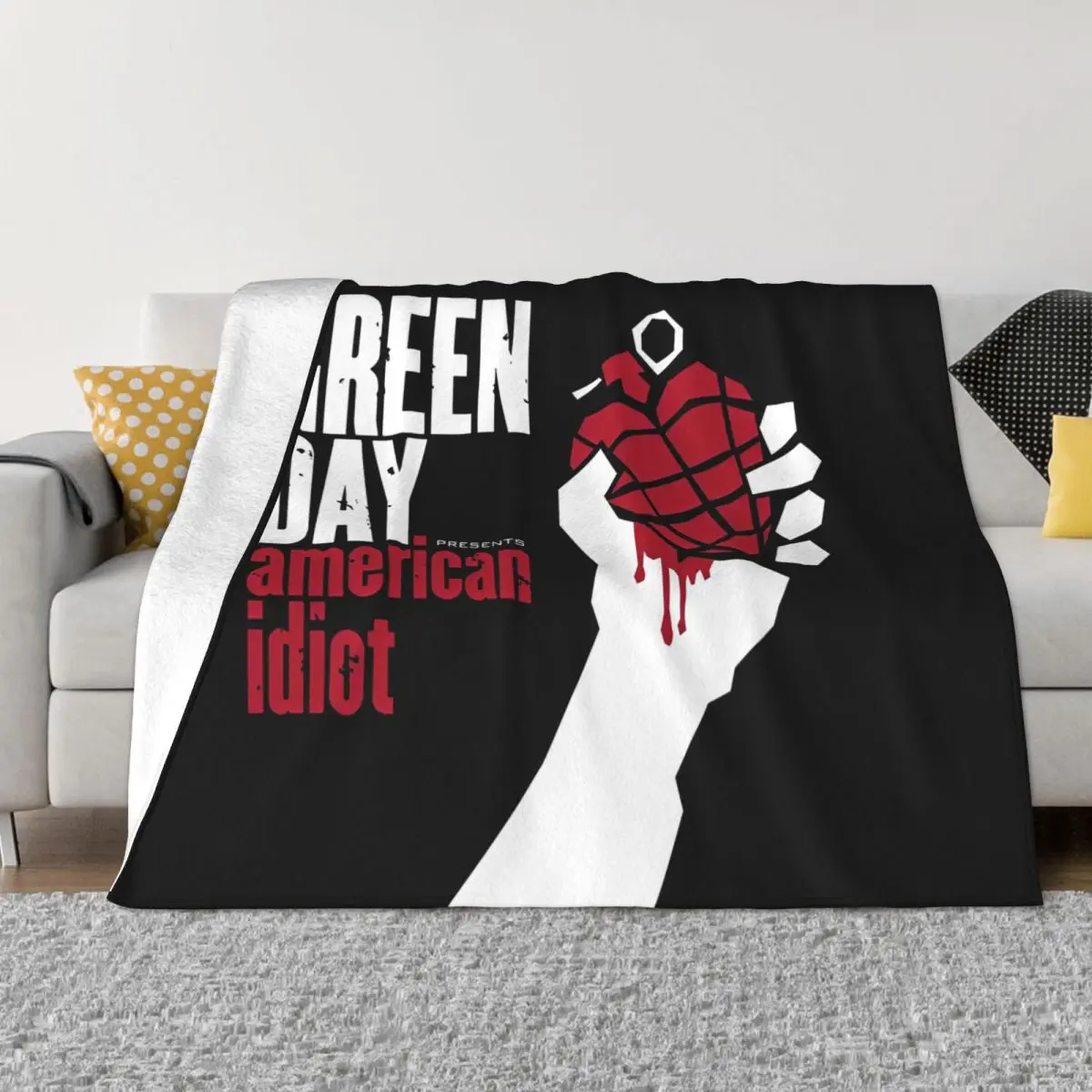 Green Day Punk Blanket Fleece Summer Autumn Winter American Idiot Albuum Multi-function Ultra-Soft Throw Blanket for Bed Office