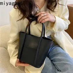 Miyagawa Fashion Handheld Casual Bucket Bag 2024 New Fashion Korean Versatile Texture Tote Soft Hanbags