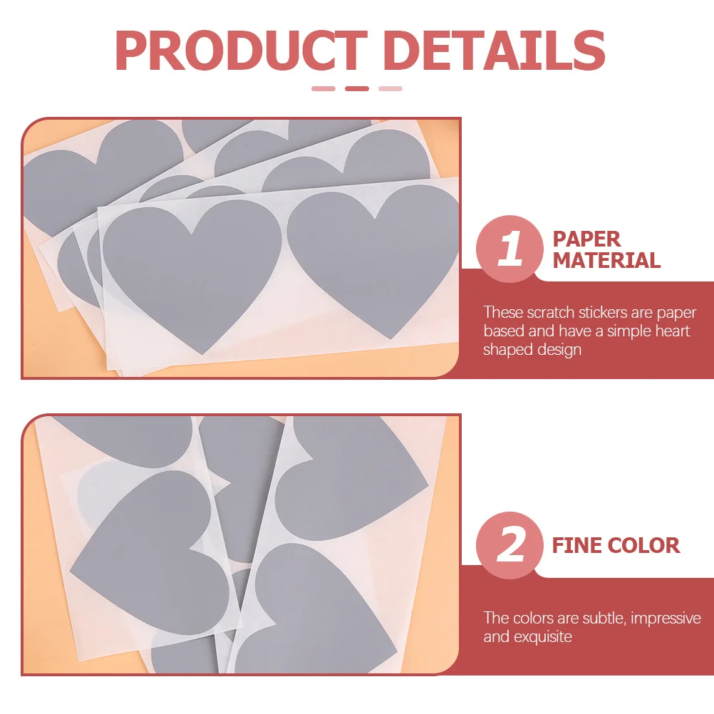 

40Pcs Heart Scratch Off Stickers DIY Peel Stick Labels Valentine Birthday Wedding Games Scrapbook Surprise Decorations